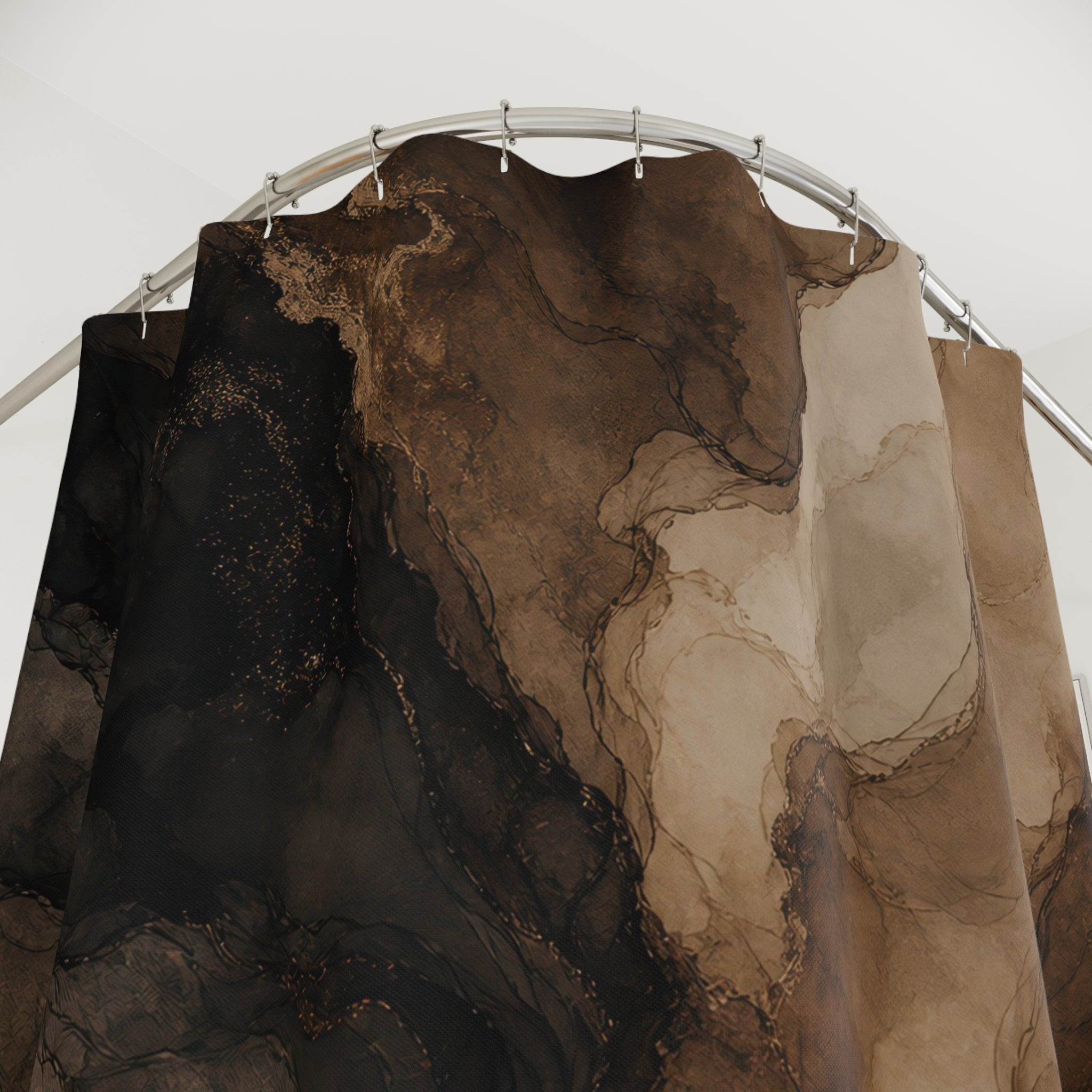 Black Brown Smoky Stone Shower Curtain