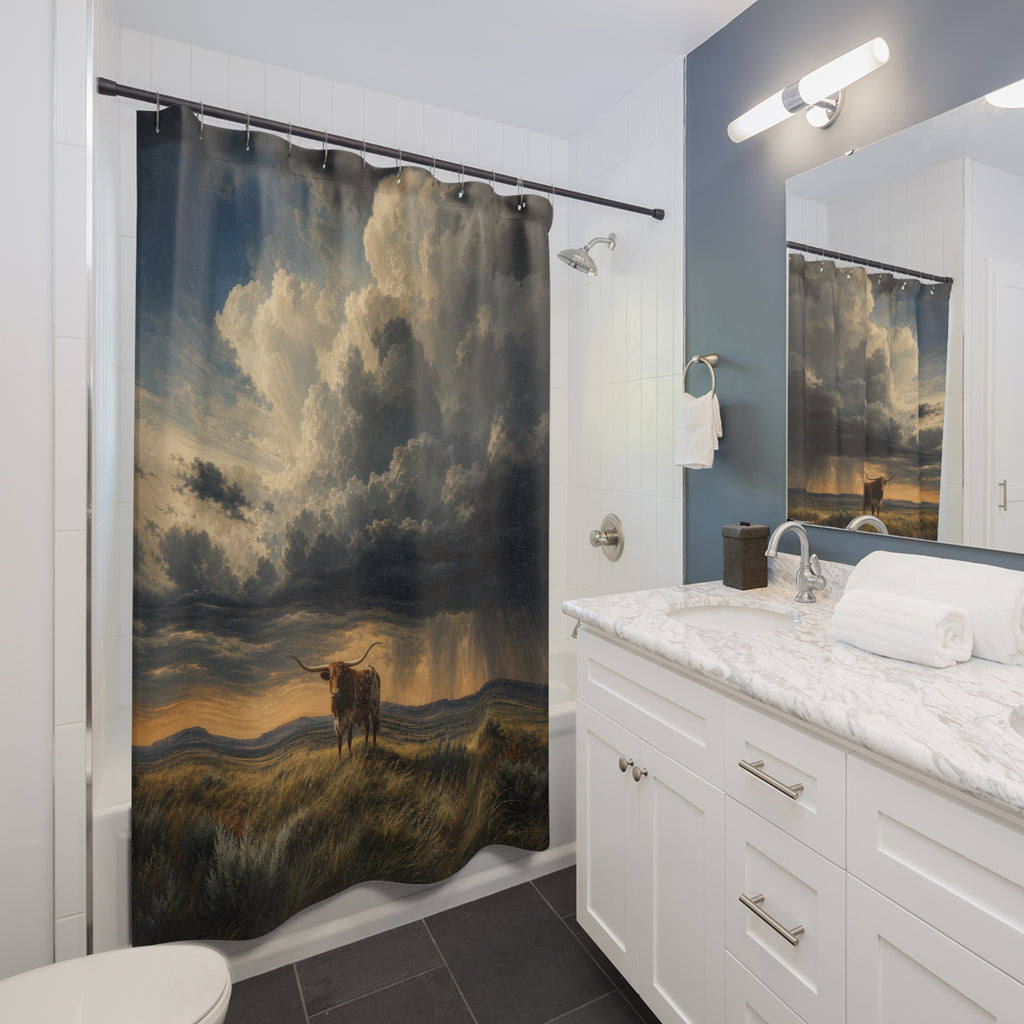 Thunderhead Longhorn Prairie Western Shower Curtain
