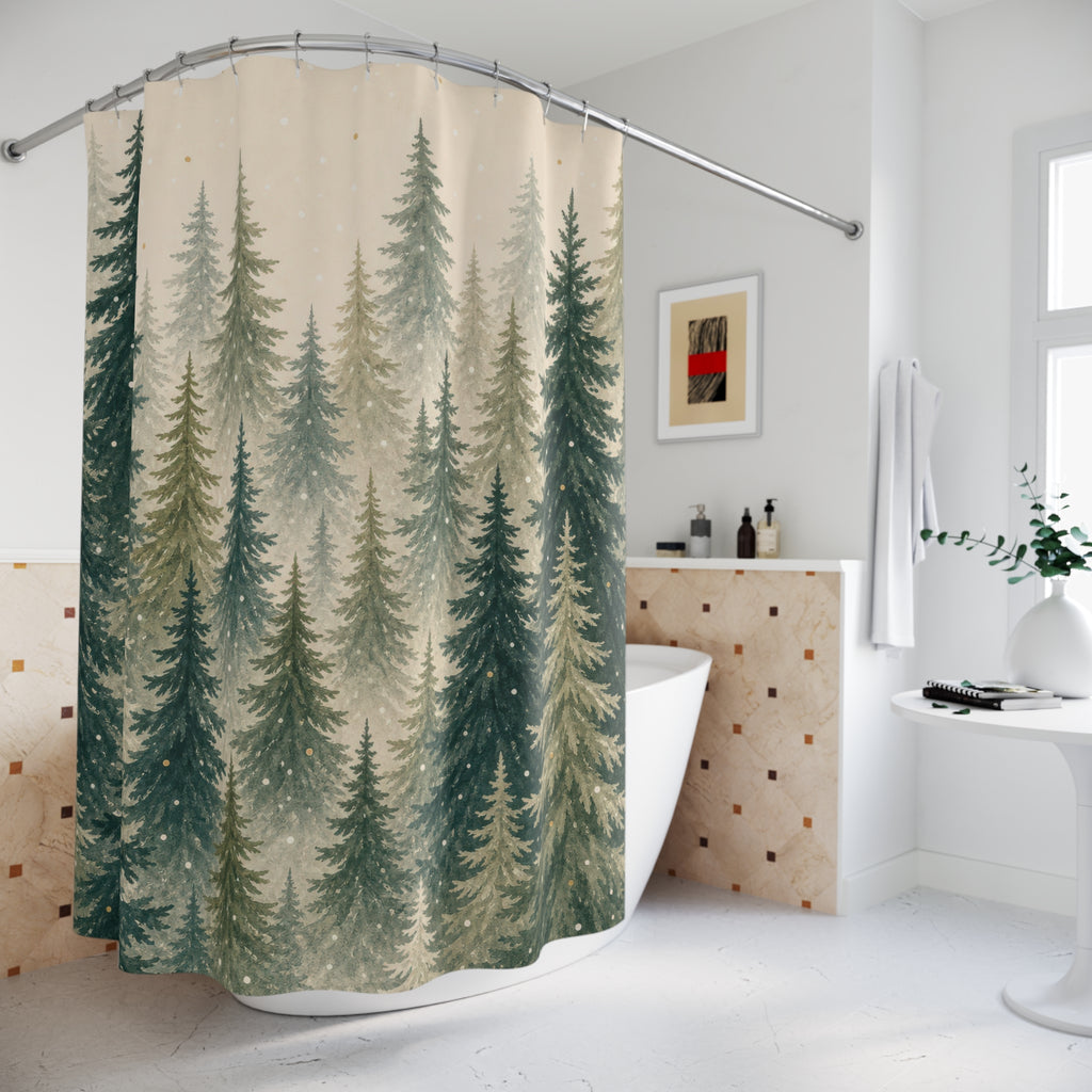 Evergreen Forest Christmas Shower Curtain