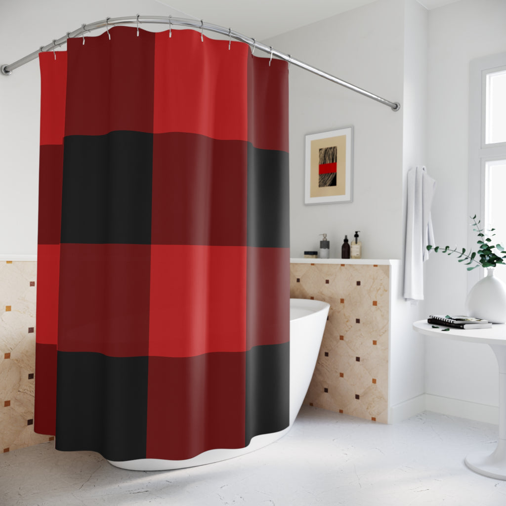 Buffalo Check Shower Curtain: Red Black Plaid