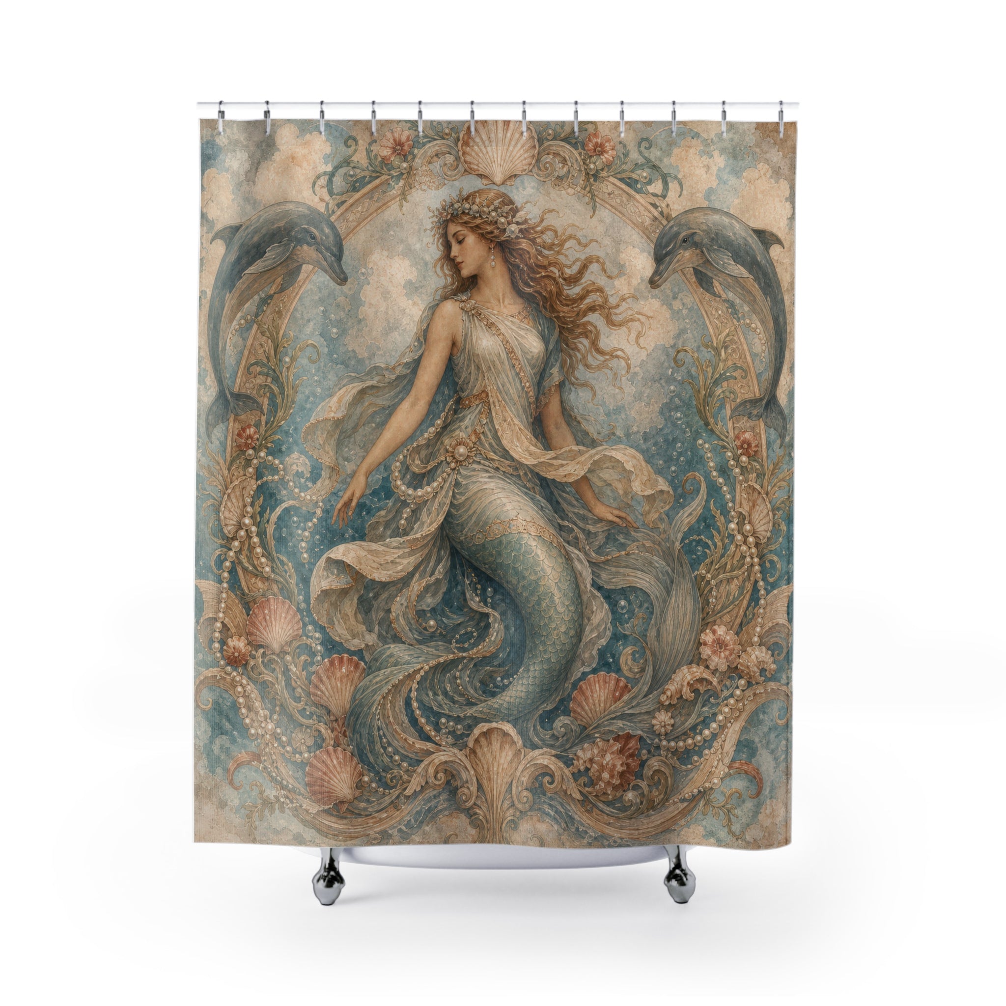 Vintage Dolphin Ocean Shower Curtain