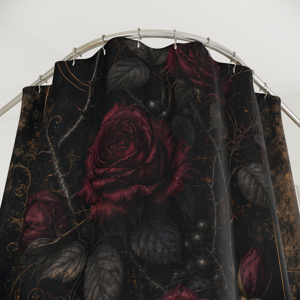 Dark Red Rose Vine Shower Curtain