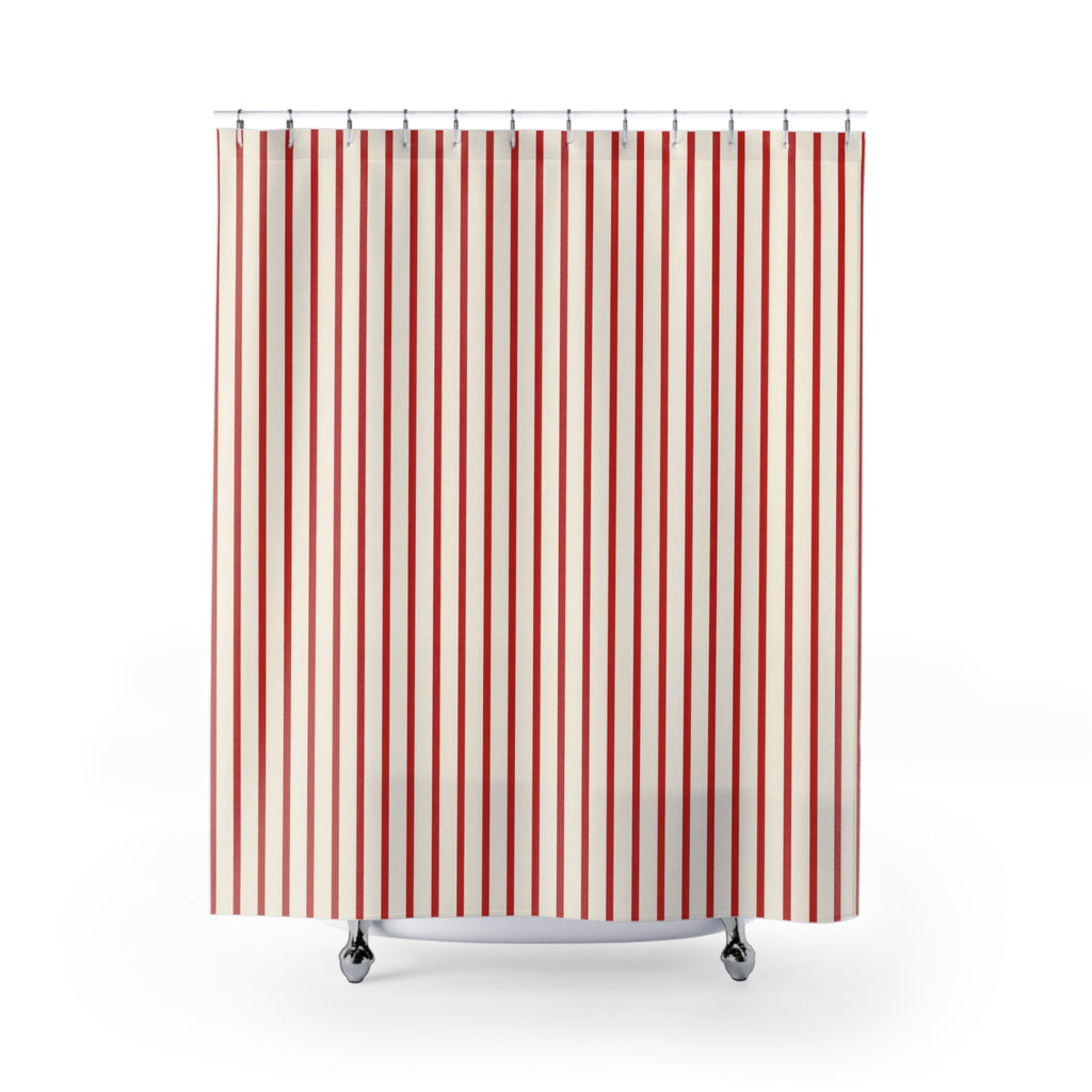 Red White Candy Stripe Moderne Shower Curtain