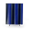 Navy Cobalt Vertical Panel Stripe Shower Curtain