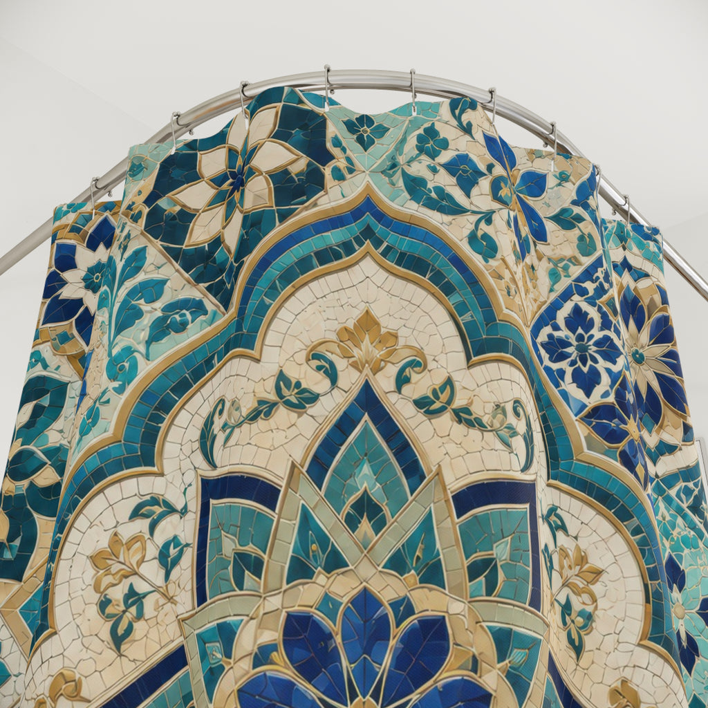 Mosaic Shower Curtain: Blue Turquoise Tile