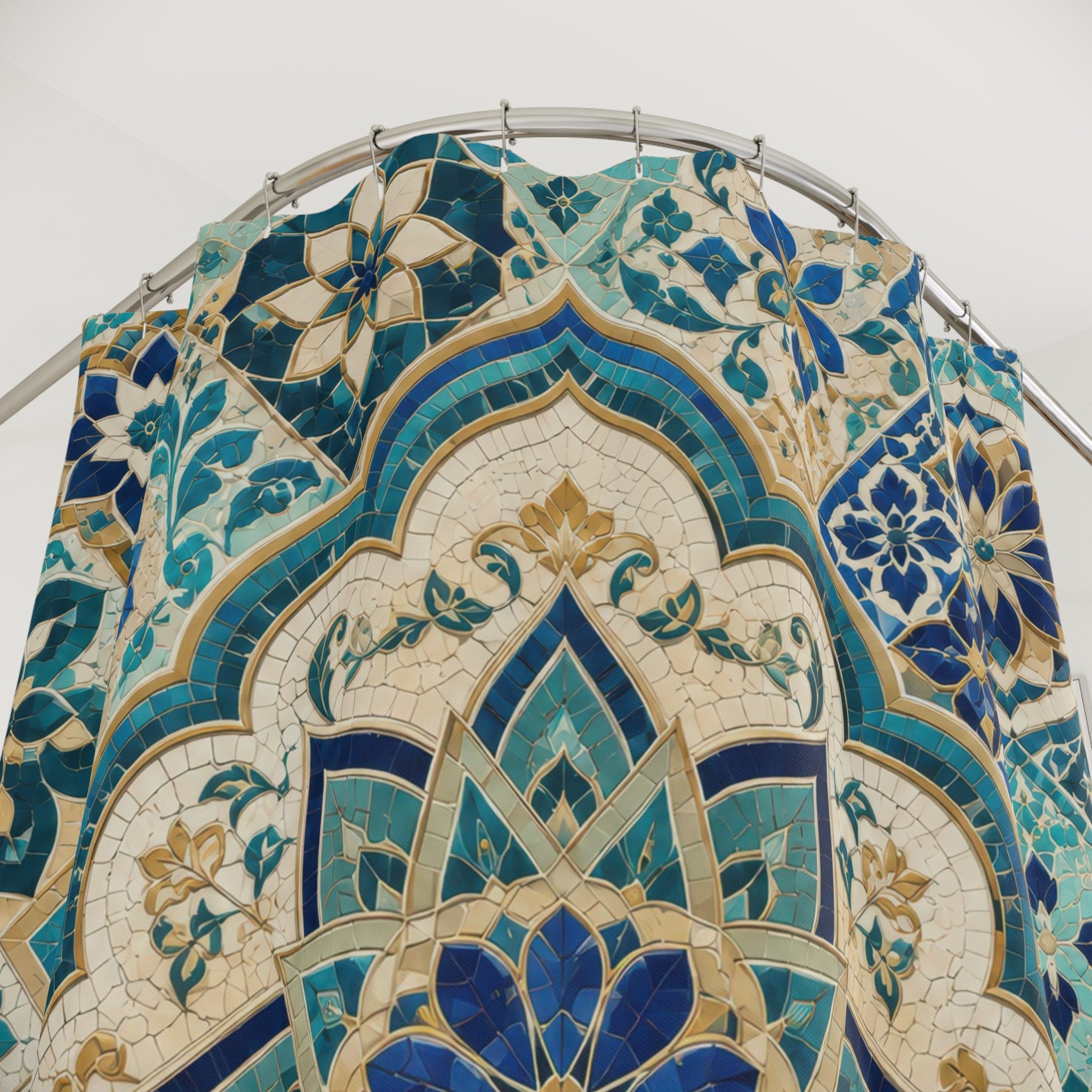 Mosaic Shower Curtain: Blue Turquoise Tile