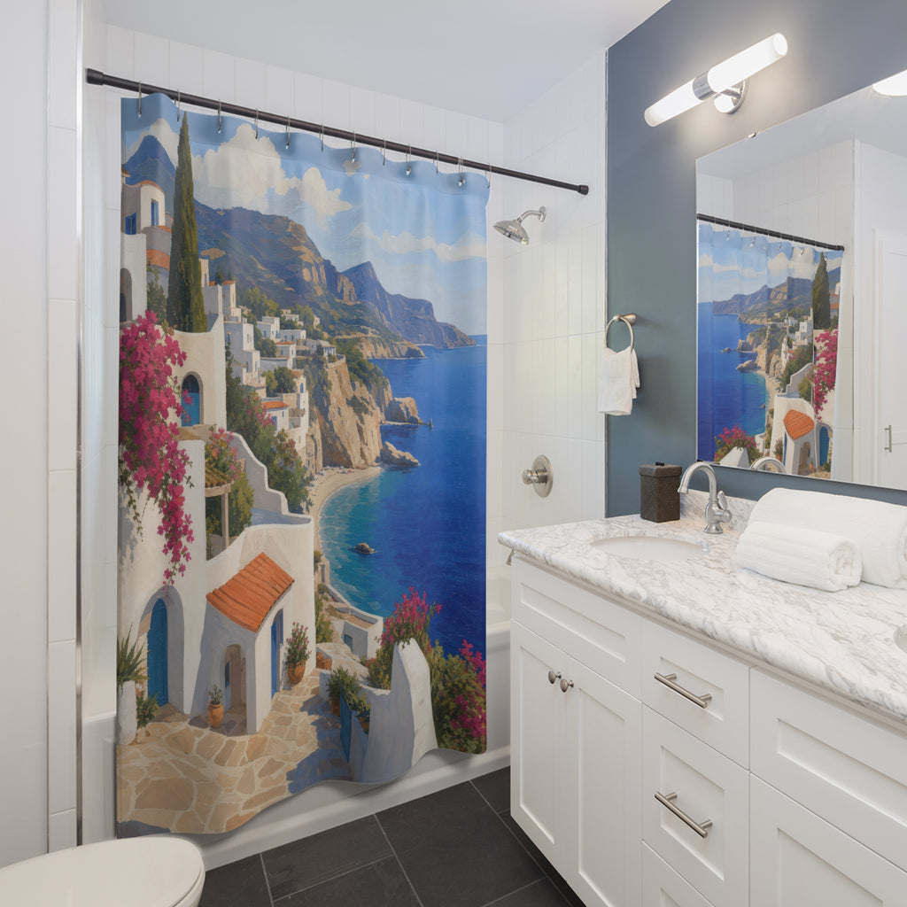Mediterranean Cove Beachy Shower Curtain