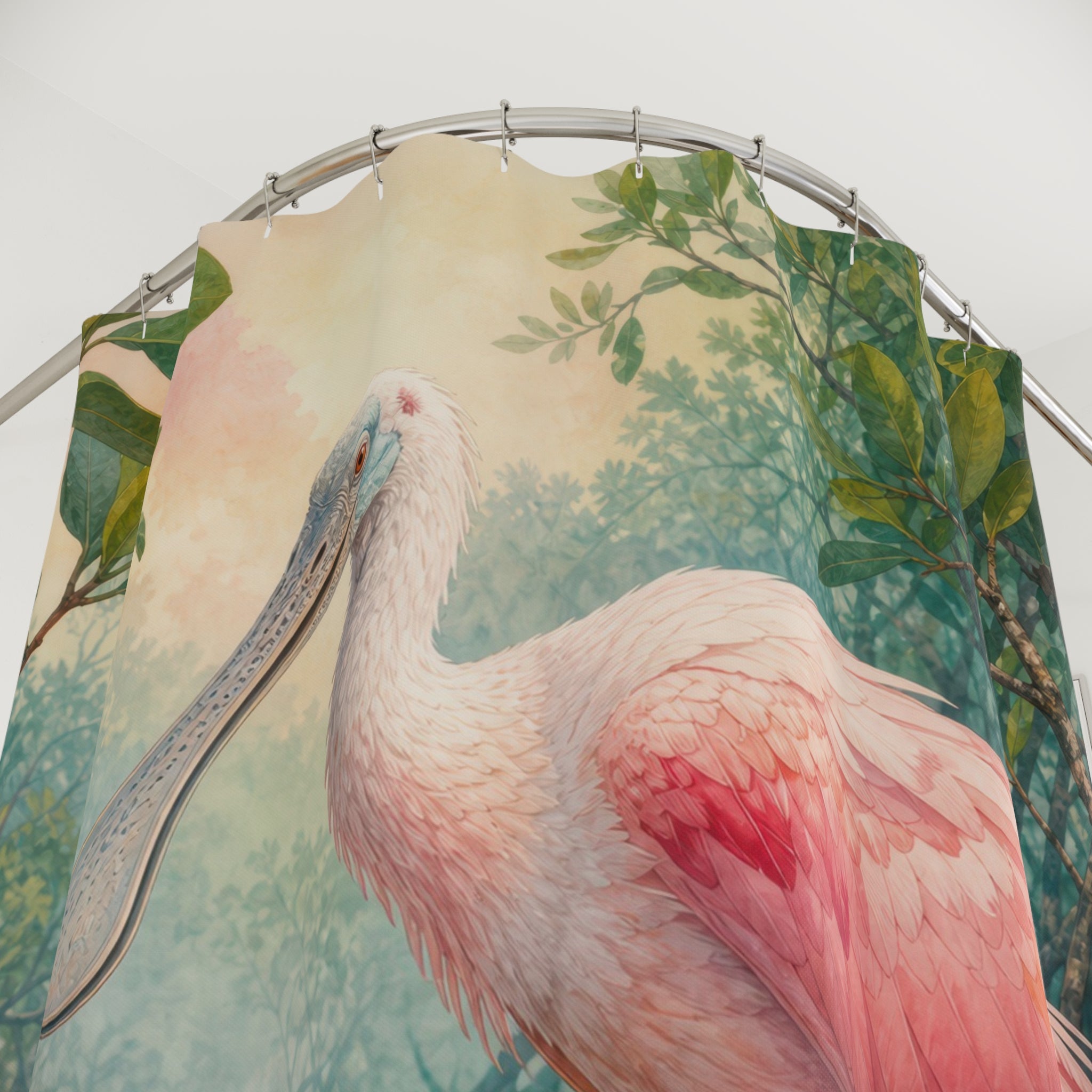 Watercolor Roseate Spoonbill Shower Curtain