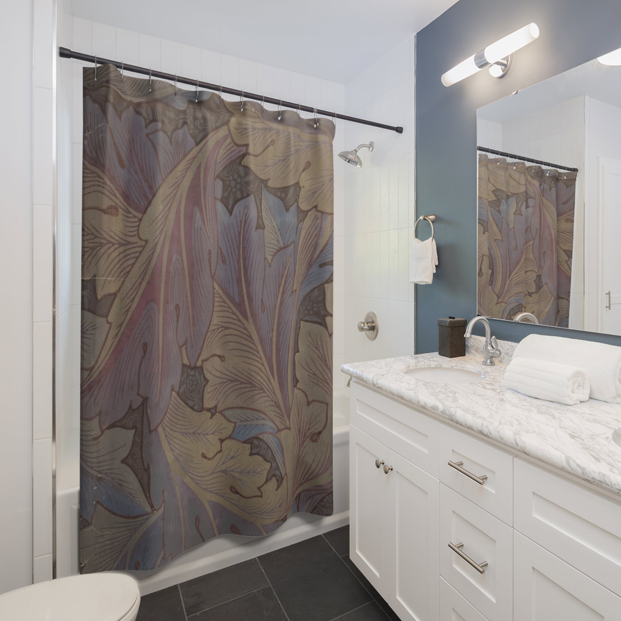 Acanthus Leaf Shower Curtain – Arts & Crafts Indigo