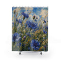 Oil Sketch Blue Cornflowers Shower Curtain