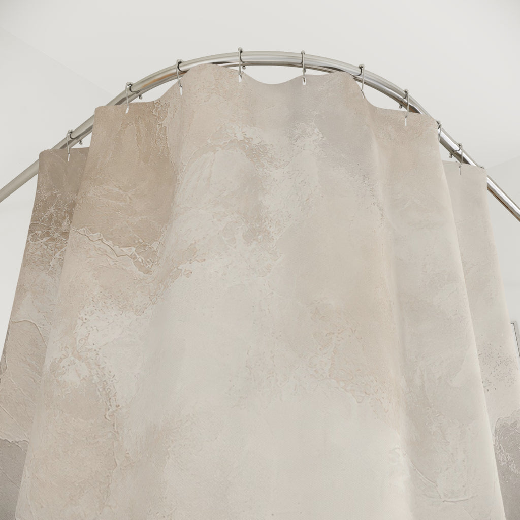 Beige Gray Abstract Stone Texture Shower Curtain