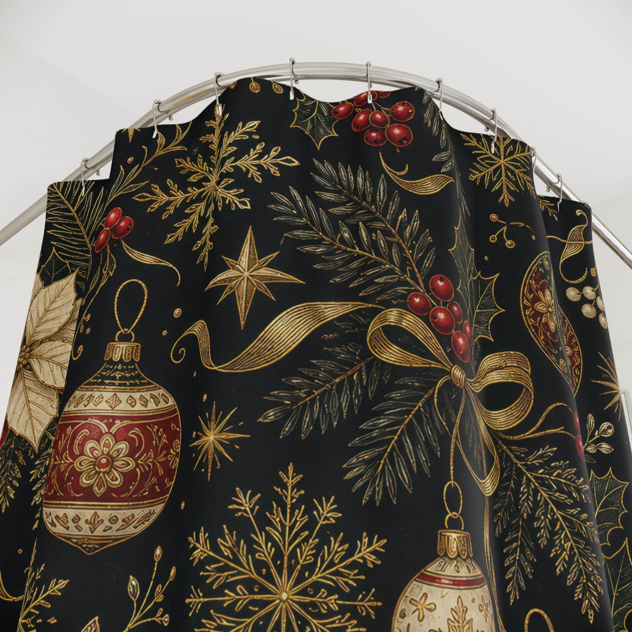Black Gold Ornament Shower Curtain
