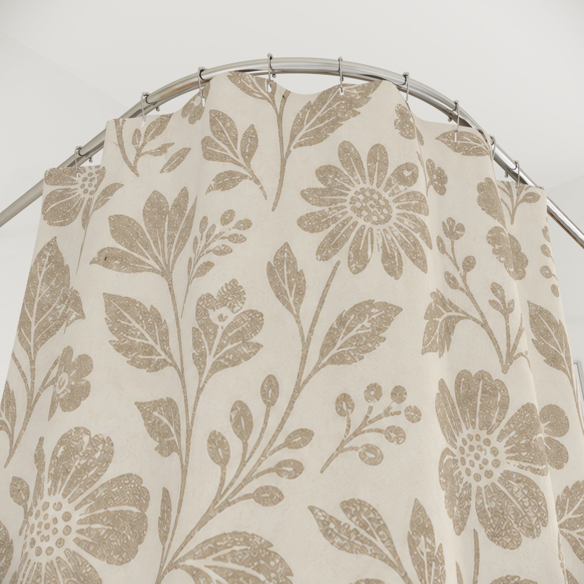 Neutral Daisy Floral Shower Curtain