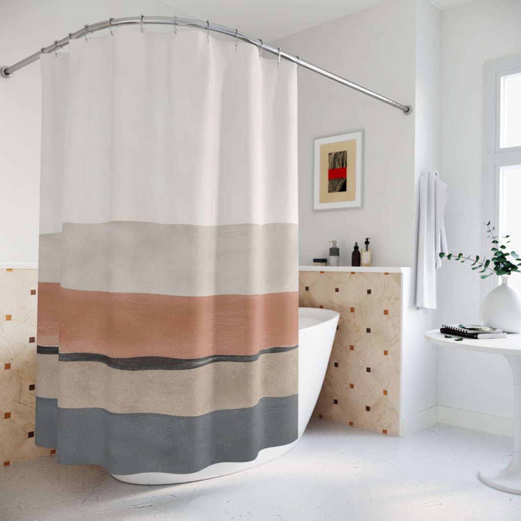 Terracotta Beige Layered Landscape Shower Curtain
