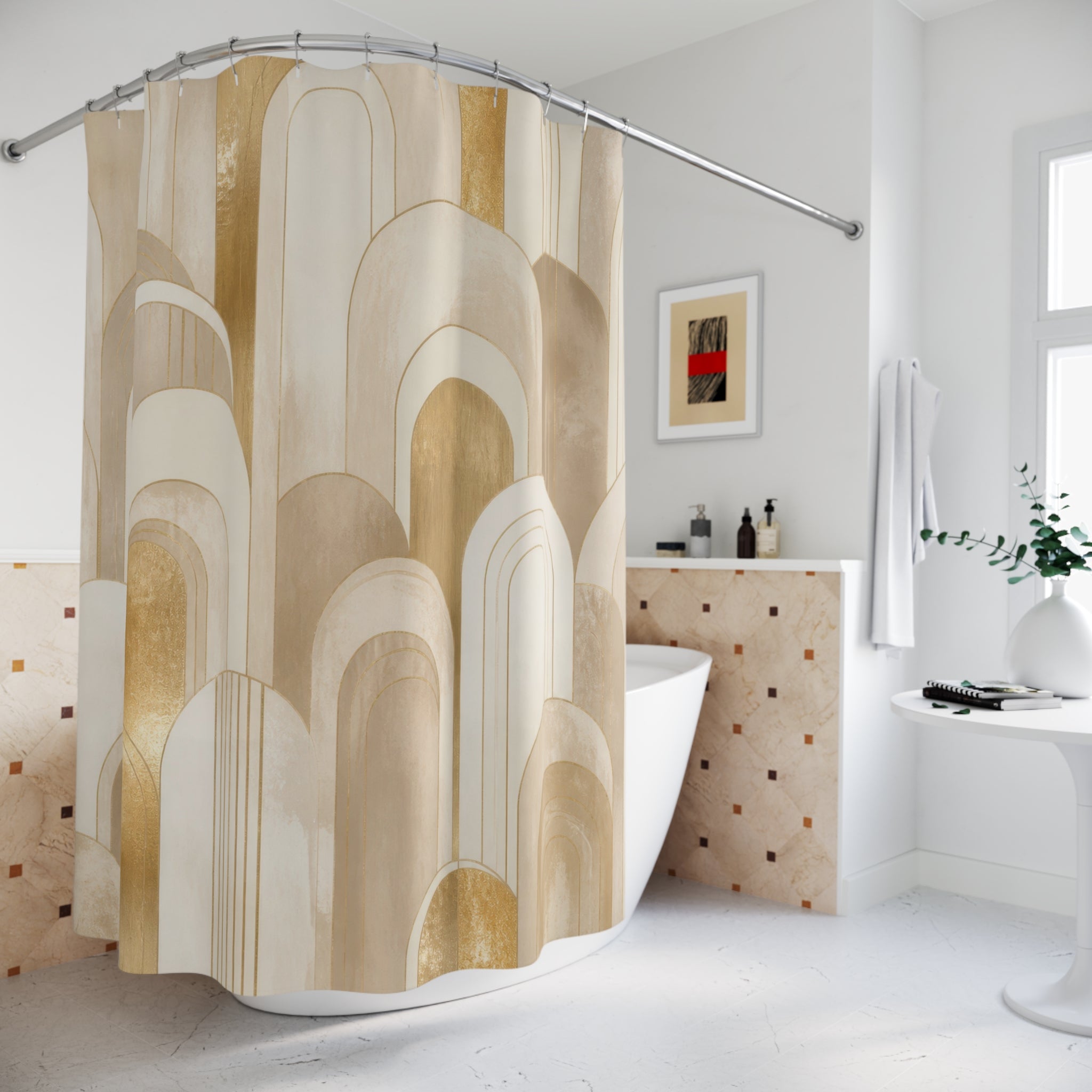 Beige Neutral Shower Curtain