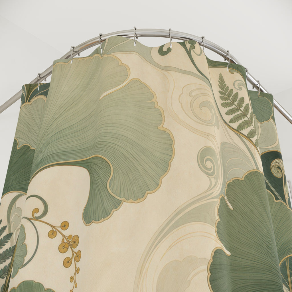Sage Green Art Nouveau Ginkgo Shower Curtain