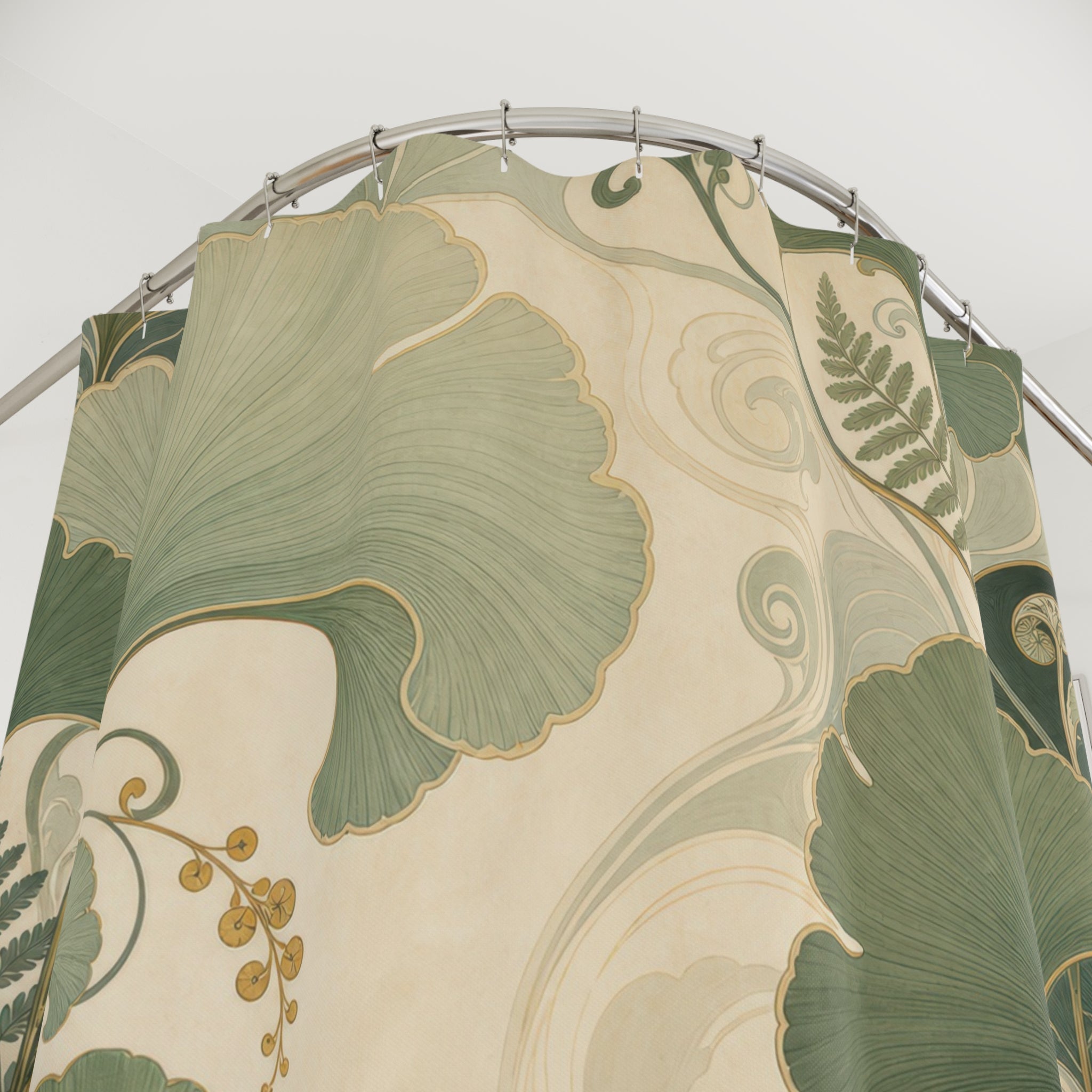 Sage Green Art Nouveau Ginkgo Shower Curtain