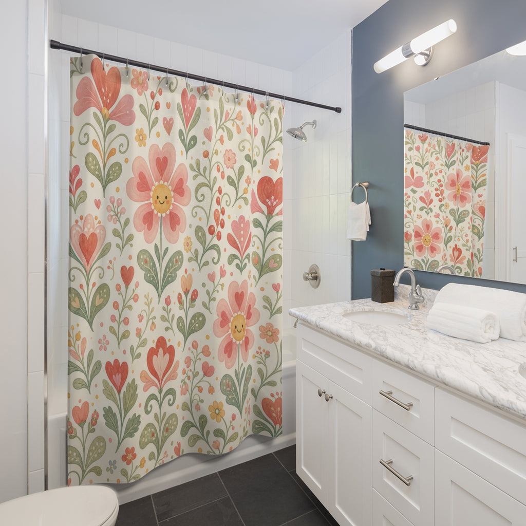 Pink Flower Shower Curtain