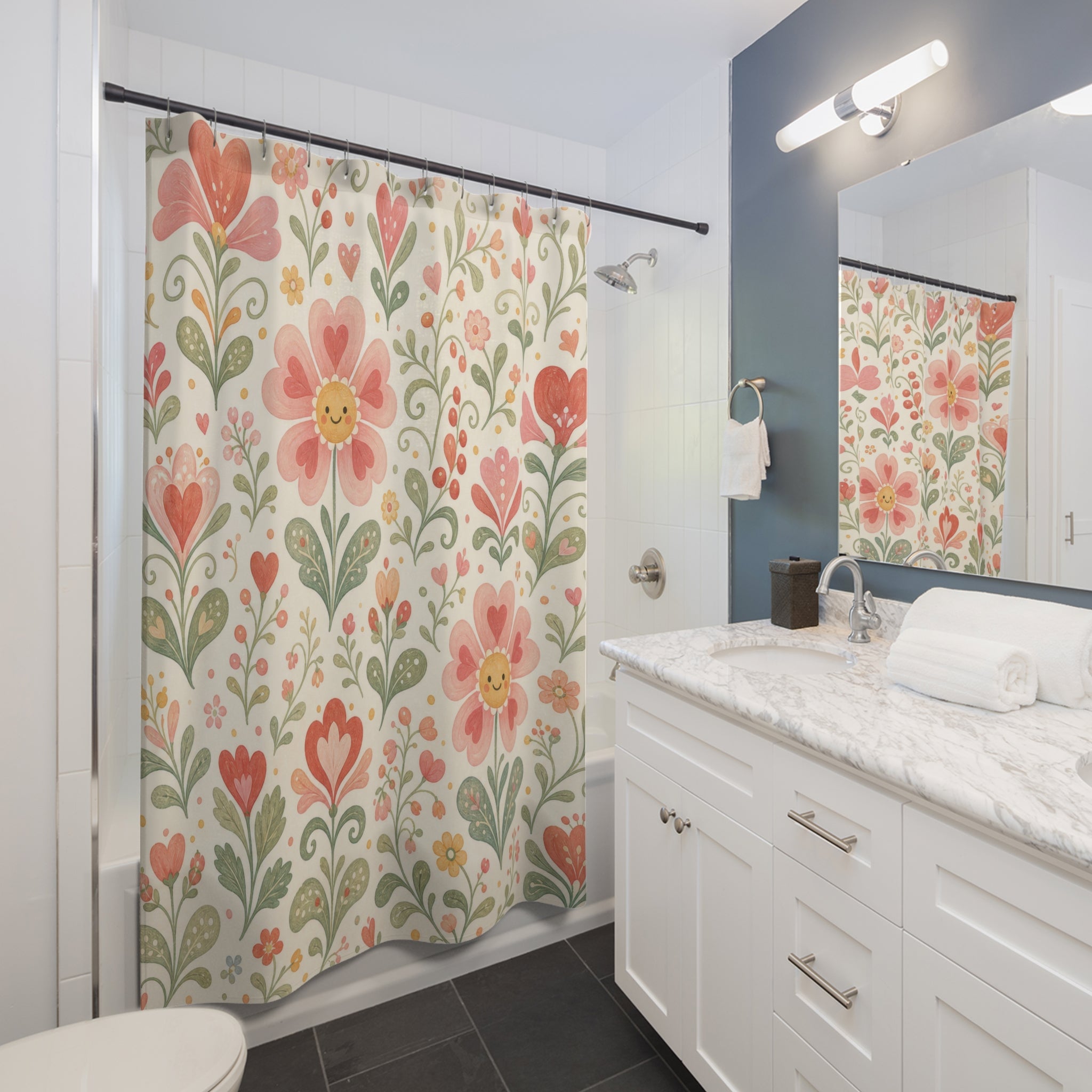 Pink Flower Shower Curtain