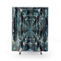 Unique Blue Shower Curtain, Crystal Corridor Geometric Art, Sparkling Teal Bathroom Decor, Modern Wall Decor Guest Bath Gift For Home
