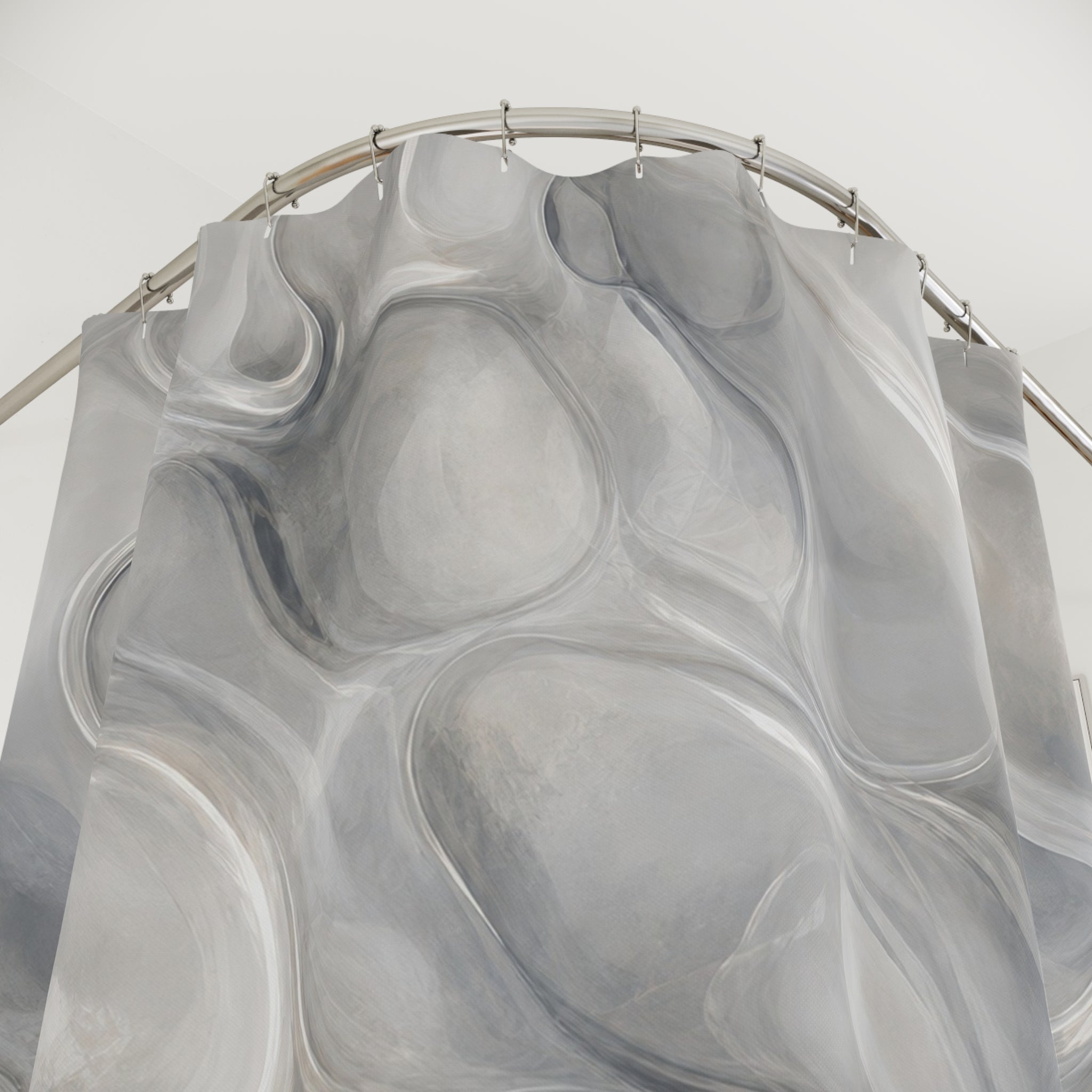 Abstract Shower Curtain, Gray Modern Bath Decor, Liquid Marble Pattern, Soft Spa Guest Bathroom Decor, Modern Neutral Marble Style