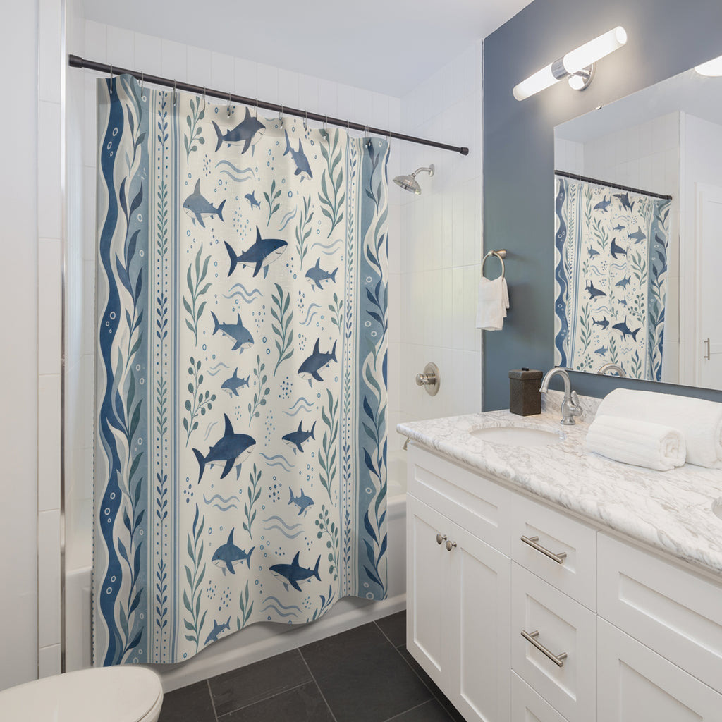 Ocean Shark Shower Curtain: Ocean Shower Curtain