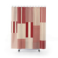 Red and White Patchwork Stripe Shower Curtain