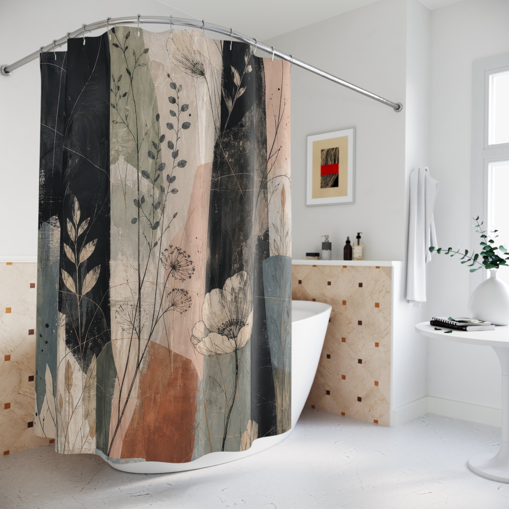 Charcoal Garden Monoliths Shower Curtain
