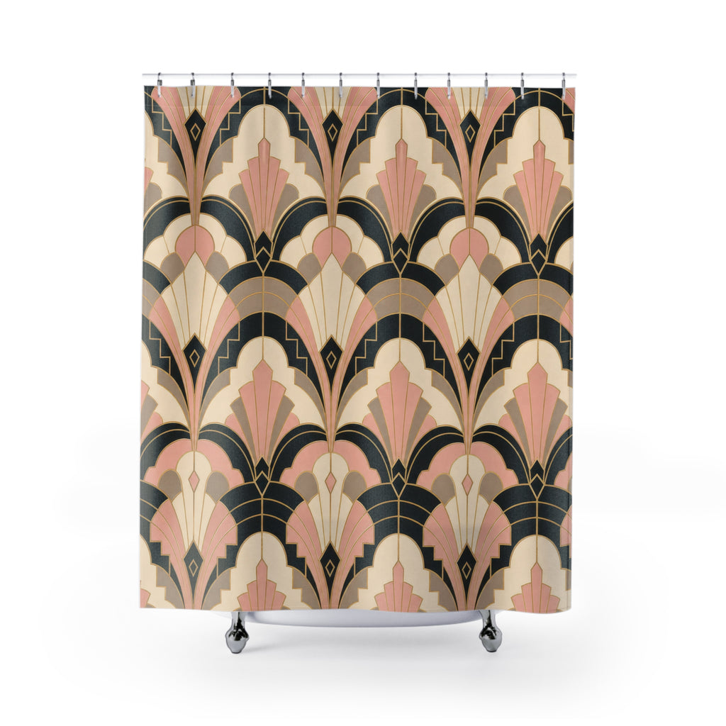 Black Pink Fan Art Deco Shower Curtain