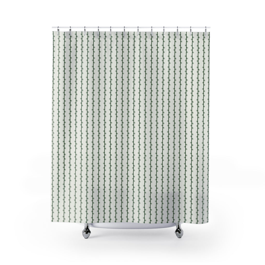 Bamboo Shower Curtain – Green Stalk Chinoiserie