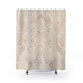 Light Beige Shower Curtain, Tone on Tone Leaf Arch Bath Decor, Cream Ivory Neutral Pattern, Calm Guest Bathroom Decor, Soft Spa Style