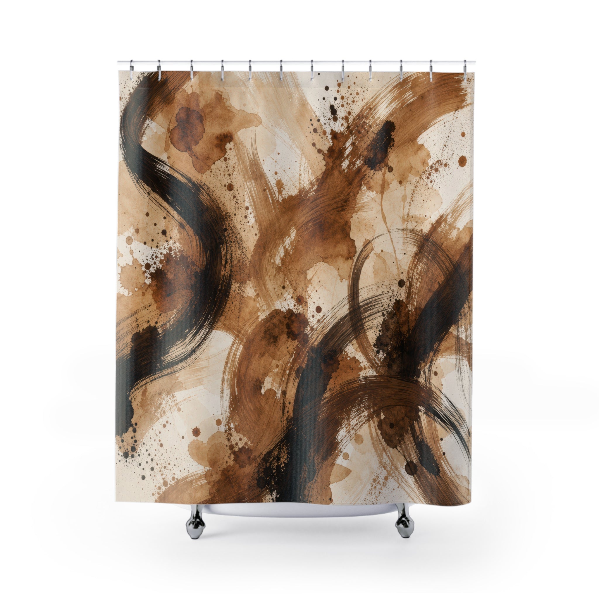 Black Brown Brush Stroke Shower Curtain