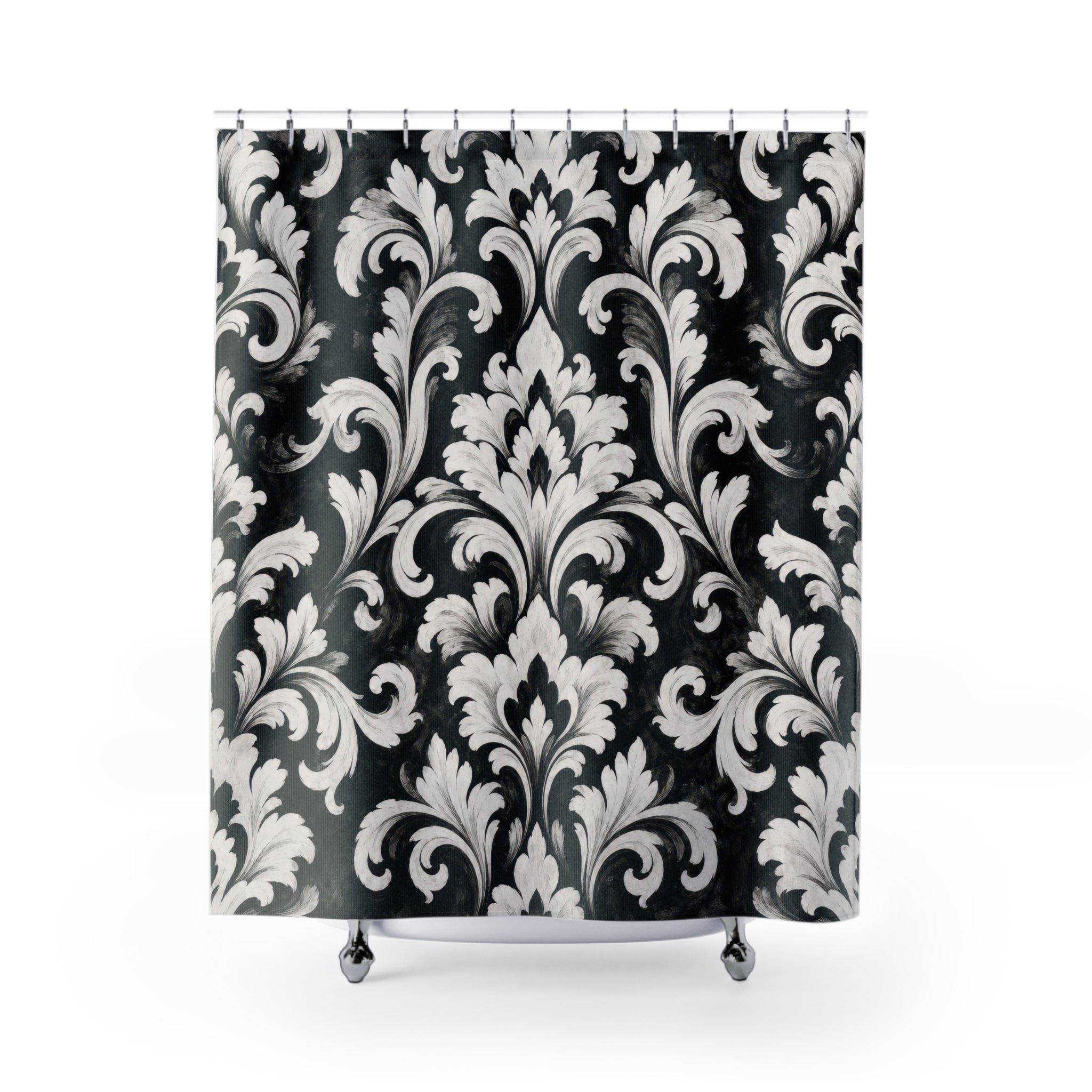 White Floral Acanthus Shower Curtain