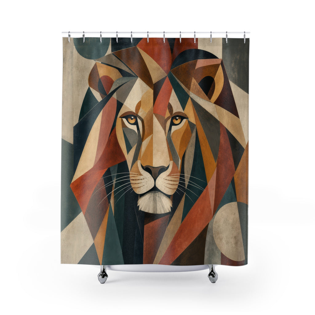 Faceted Safari Animal Portrait Shower Curtain