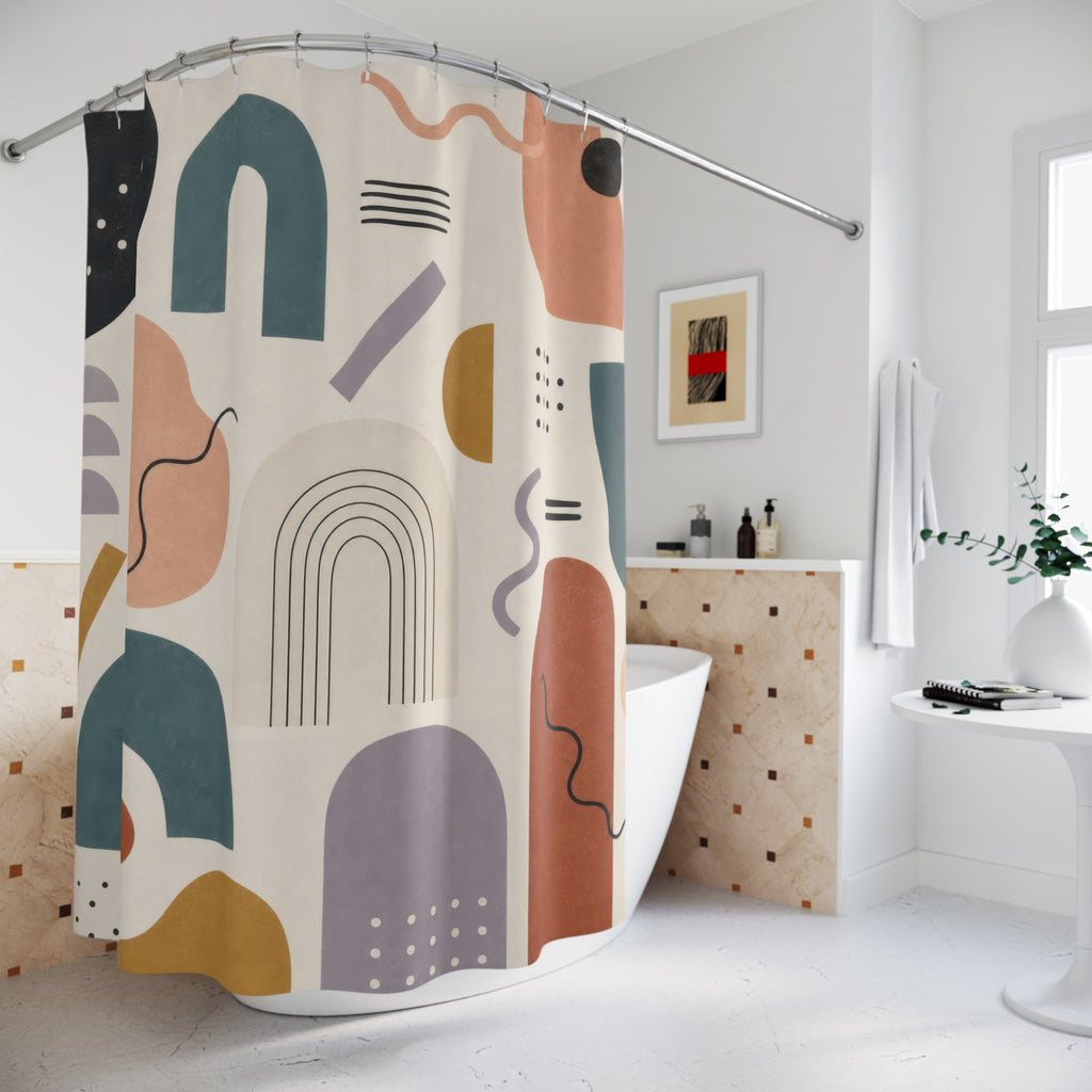 Colorful Abstract Geometric Shower Curtain