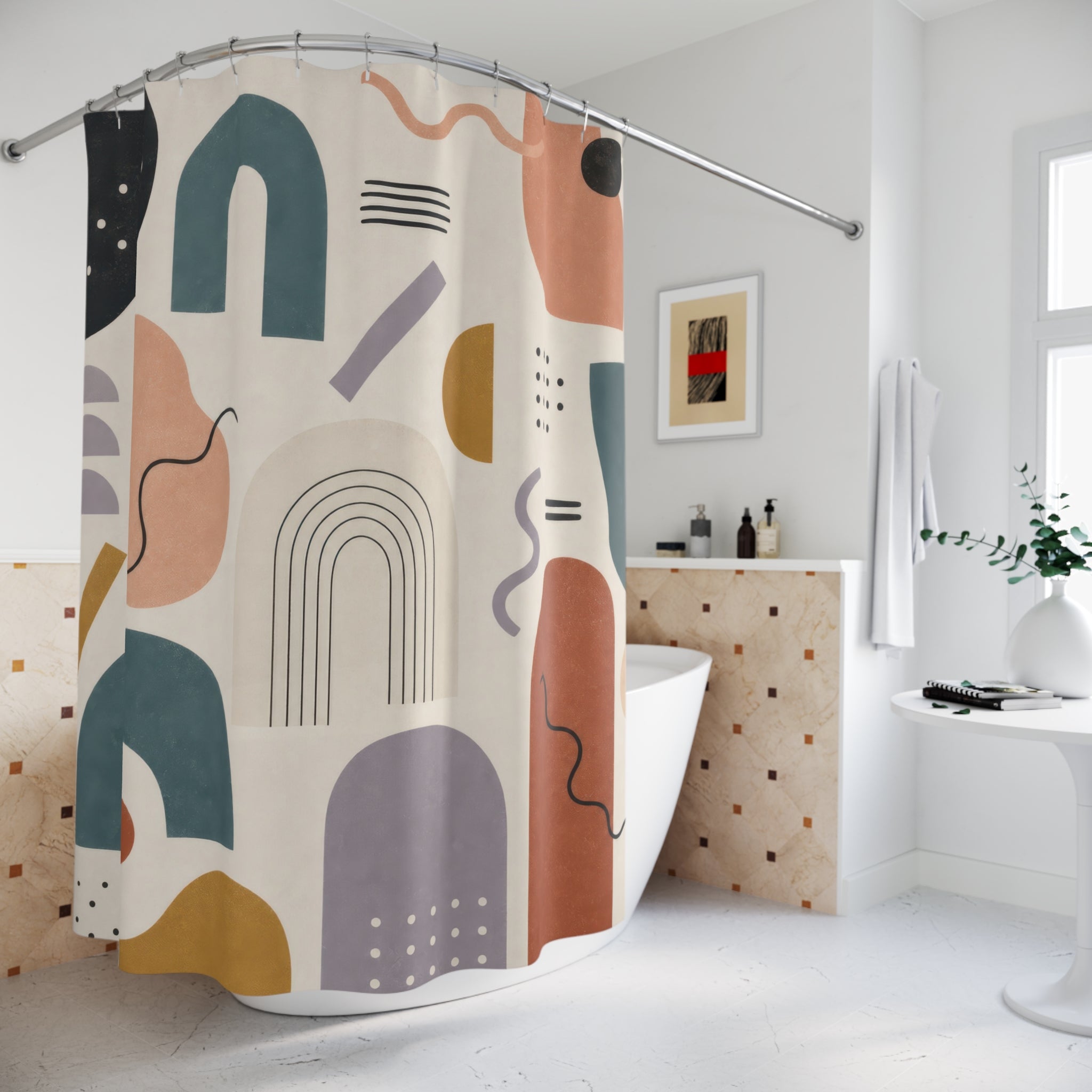 Colorful Abstract Geometric Shower Curtain