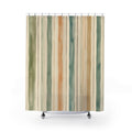 Rust Ochre Brown Vertical Stripe Shower Curtain