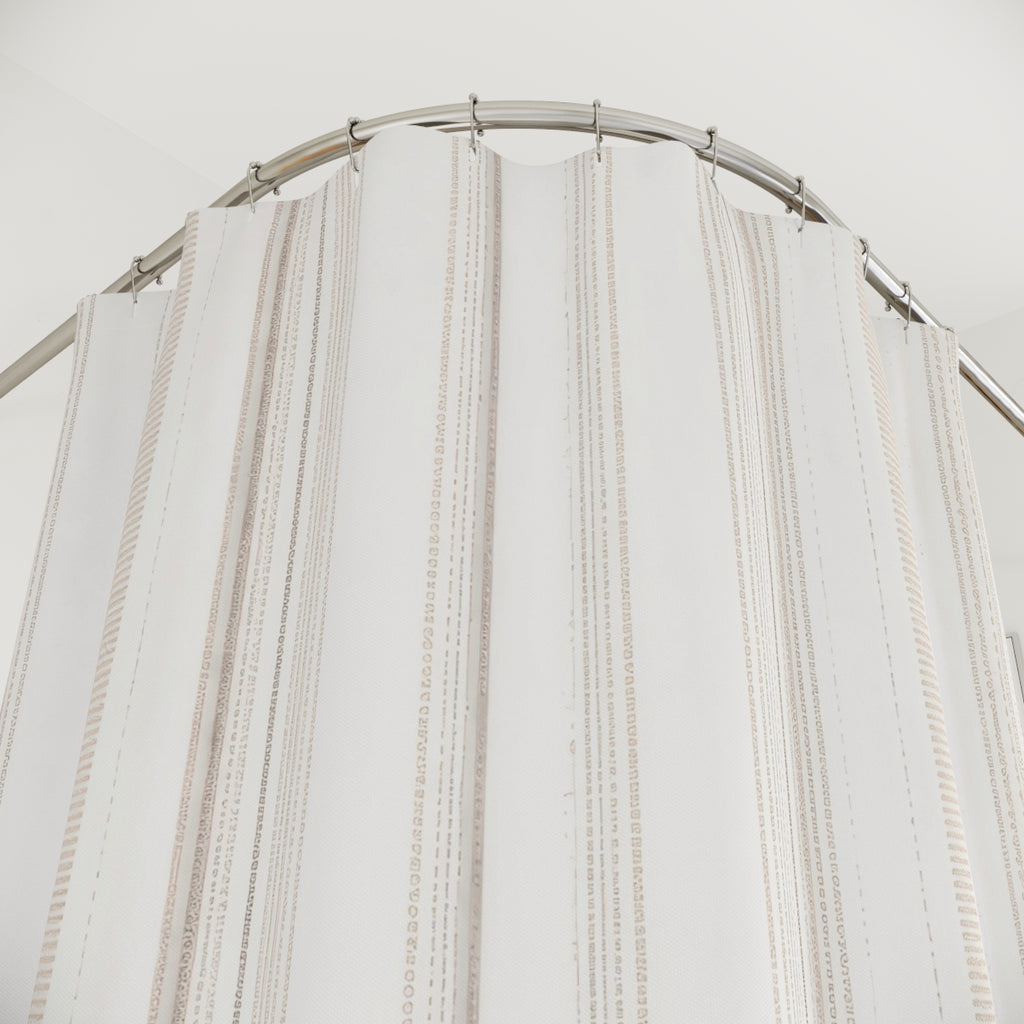 Minimal Ivory Stripe Shower Curtain
