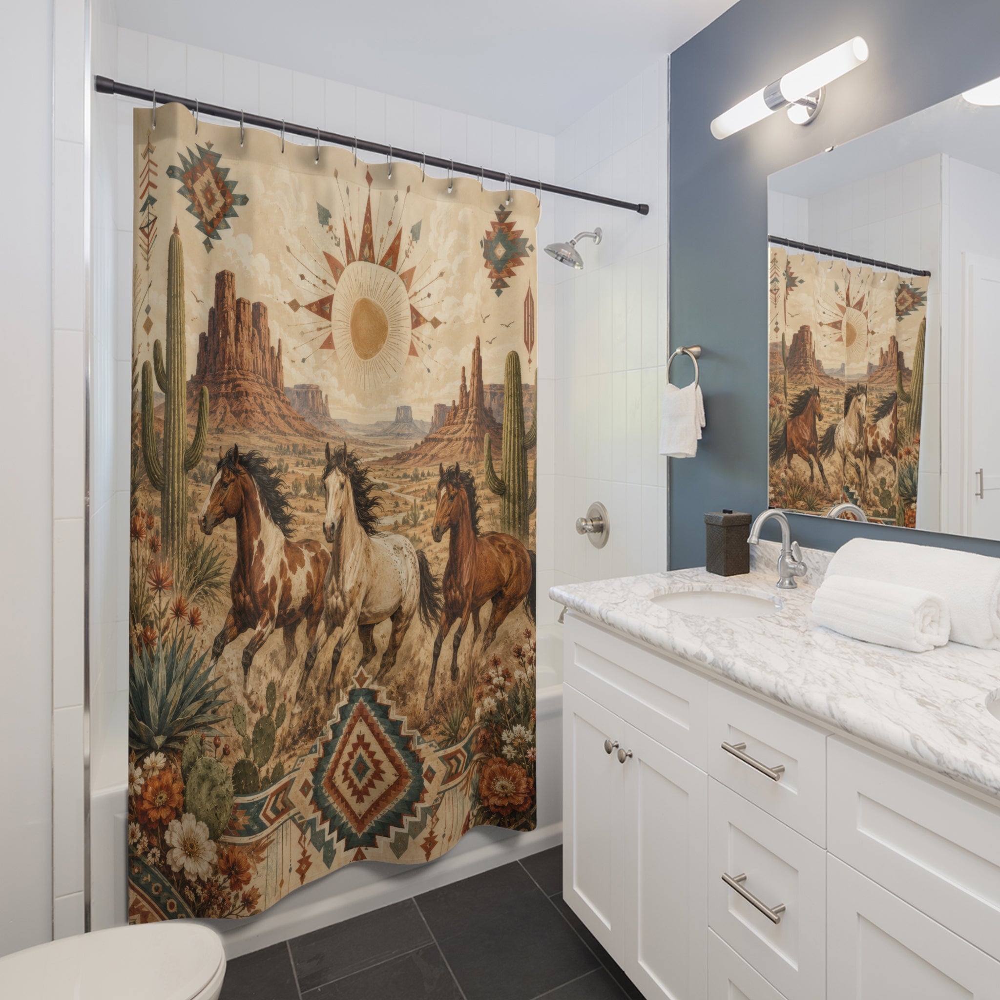 Western Shower Curtain: Southwestern Horse Desert