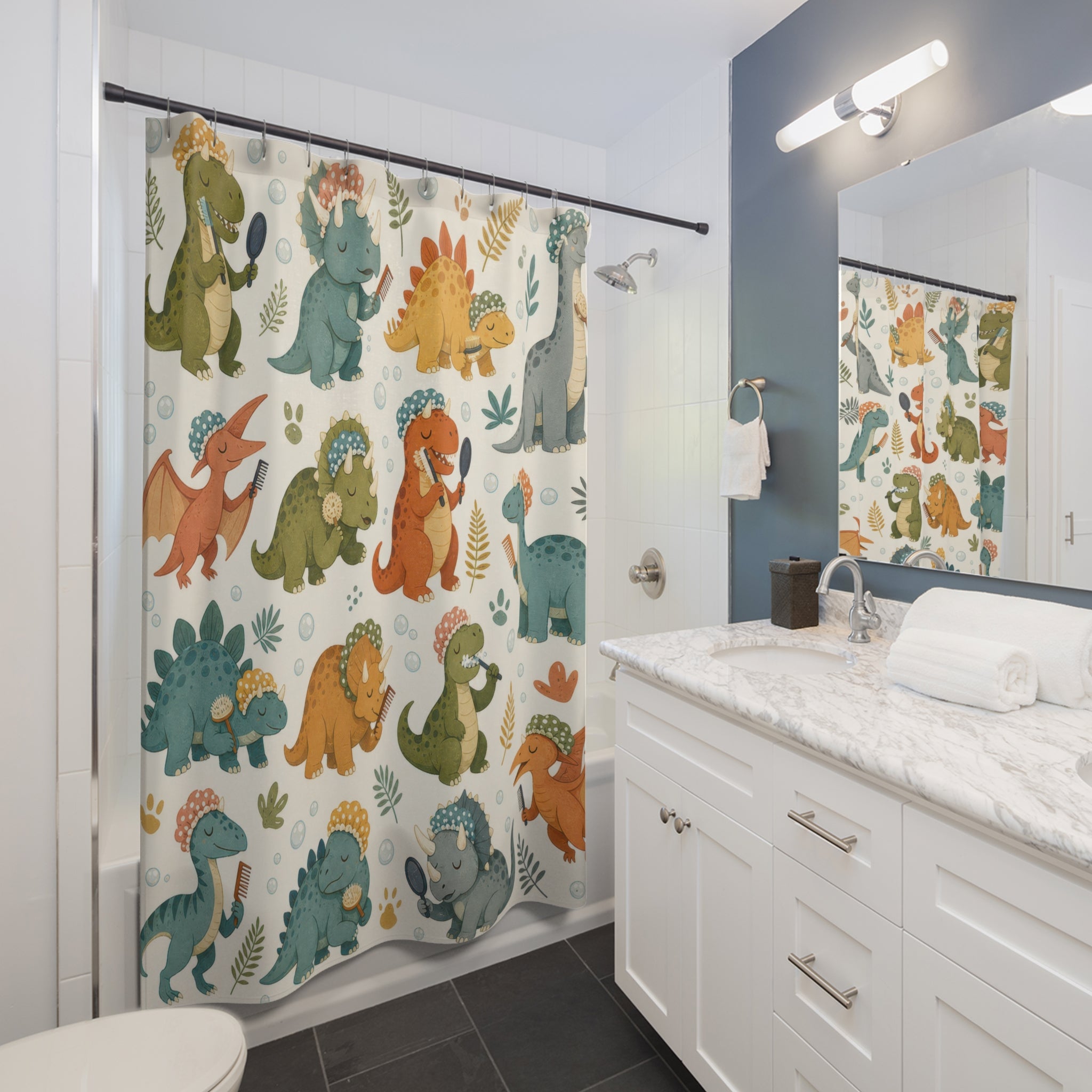 Dinosaur Shower Cap Shower Curtain