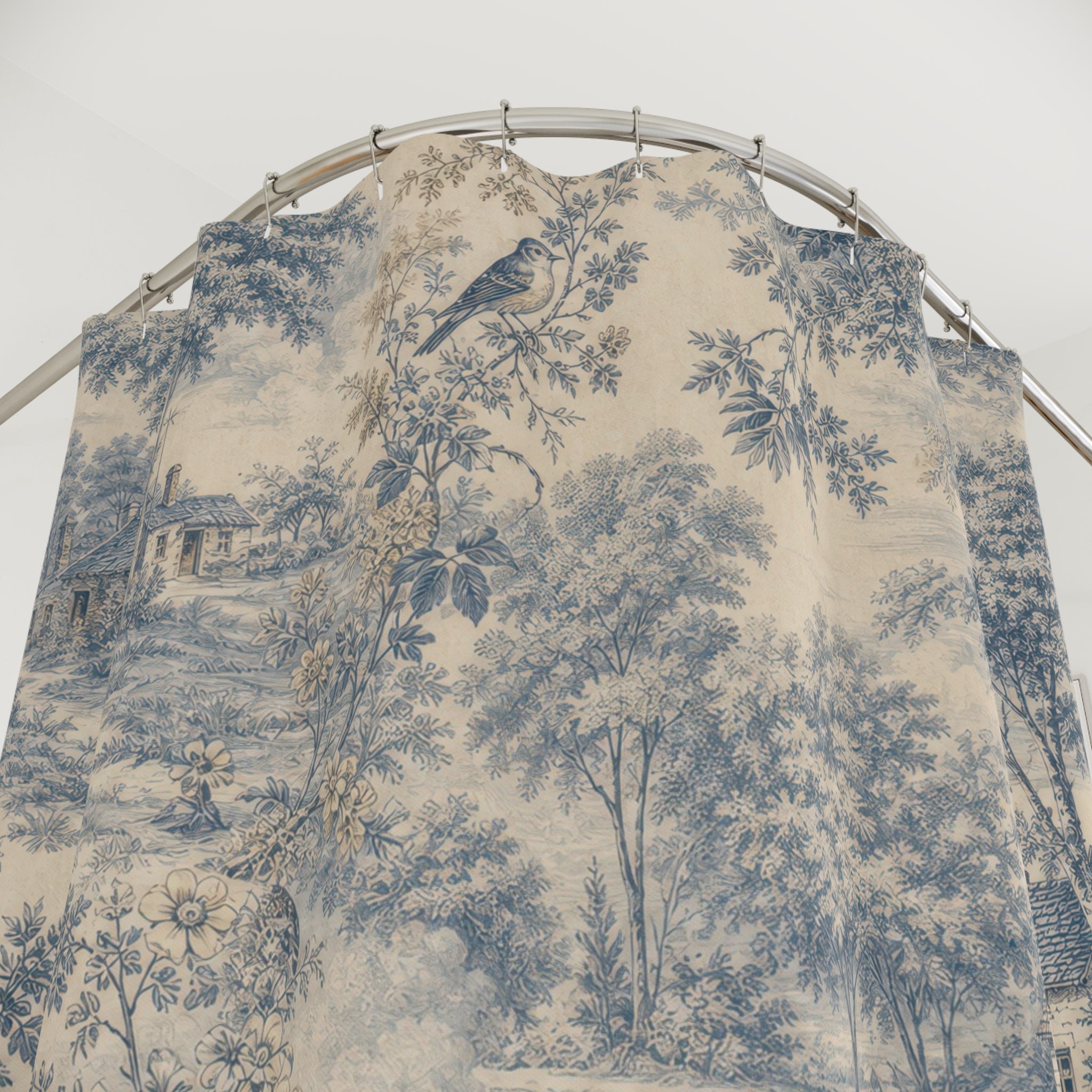 Blue French Toile Shower Curtain