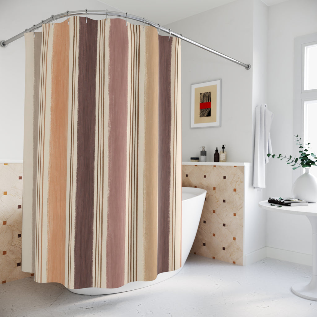 Mauve Taupe Beige Watercolor Stripe Shower Curtain