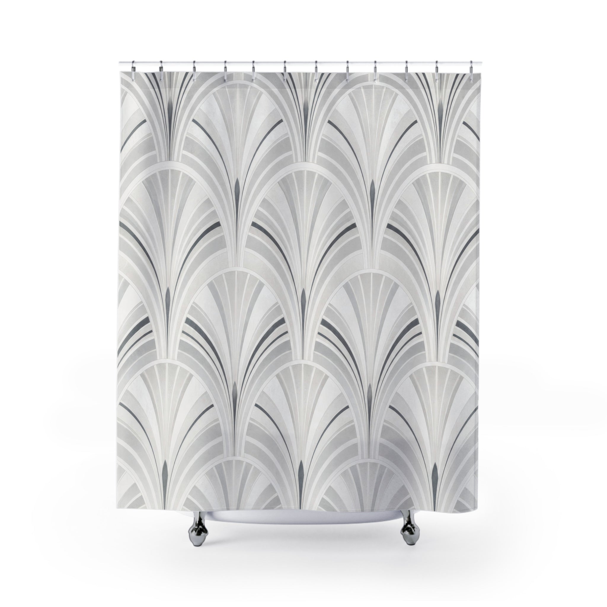 Grey White Art Deco Shower Curtain