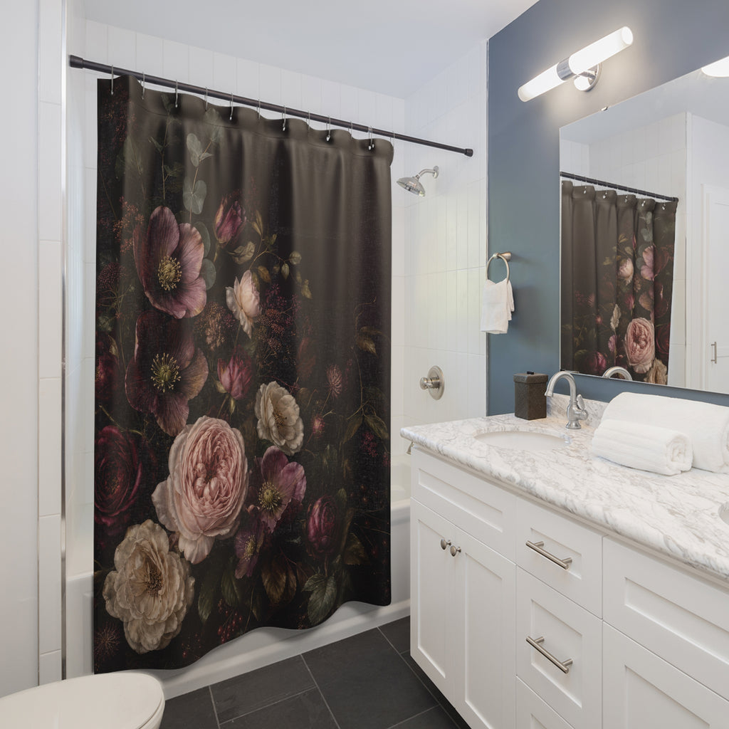 Velvet Night Floral Shower Curtain