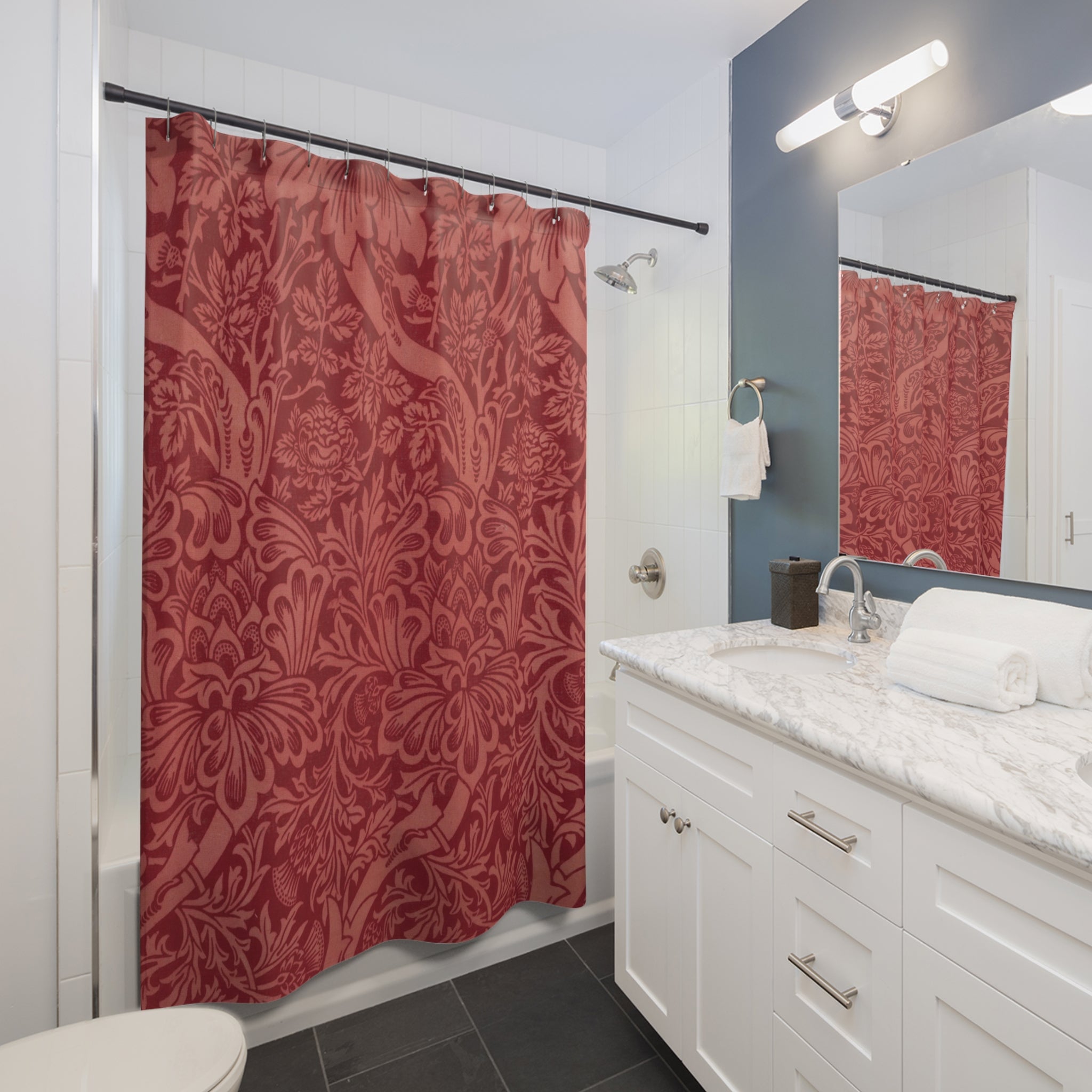 Morris Rose & Thistle Shower Curtain – 1881 Red