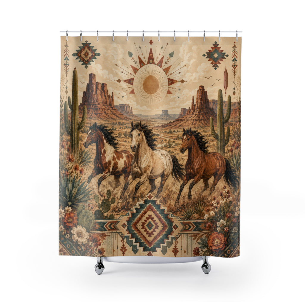 Western Shower Curtain: Southwestern Horse Desert
