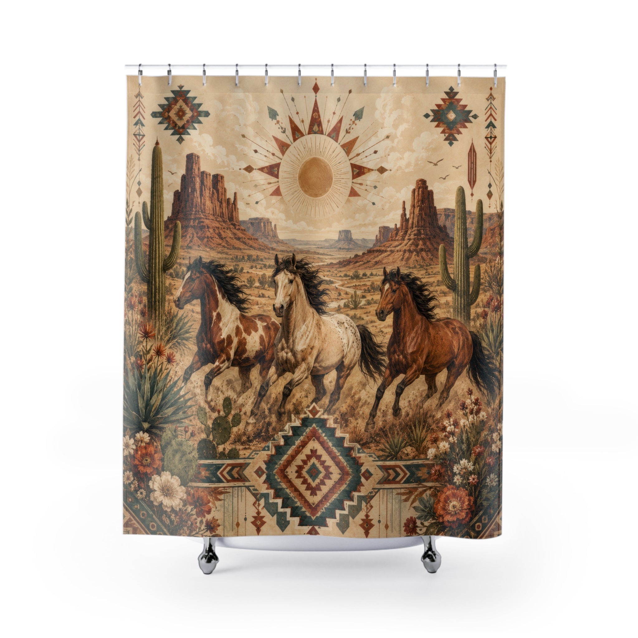 Western Shower Curtain: Southwestern Horse Desert