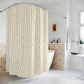 Yellow and White Wavy Stripe Shower Curtain