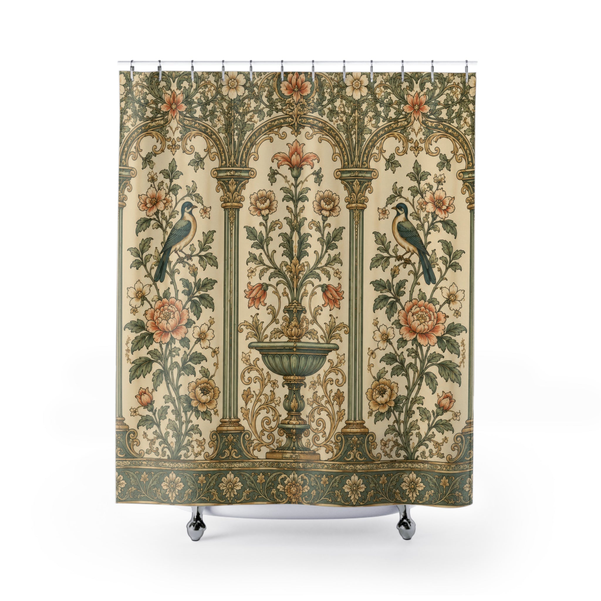 Edwardian Shower Curtain: Art Nouveau Birds