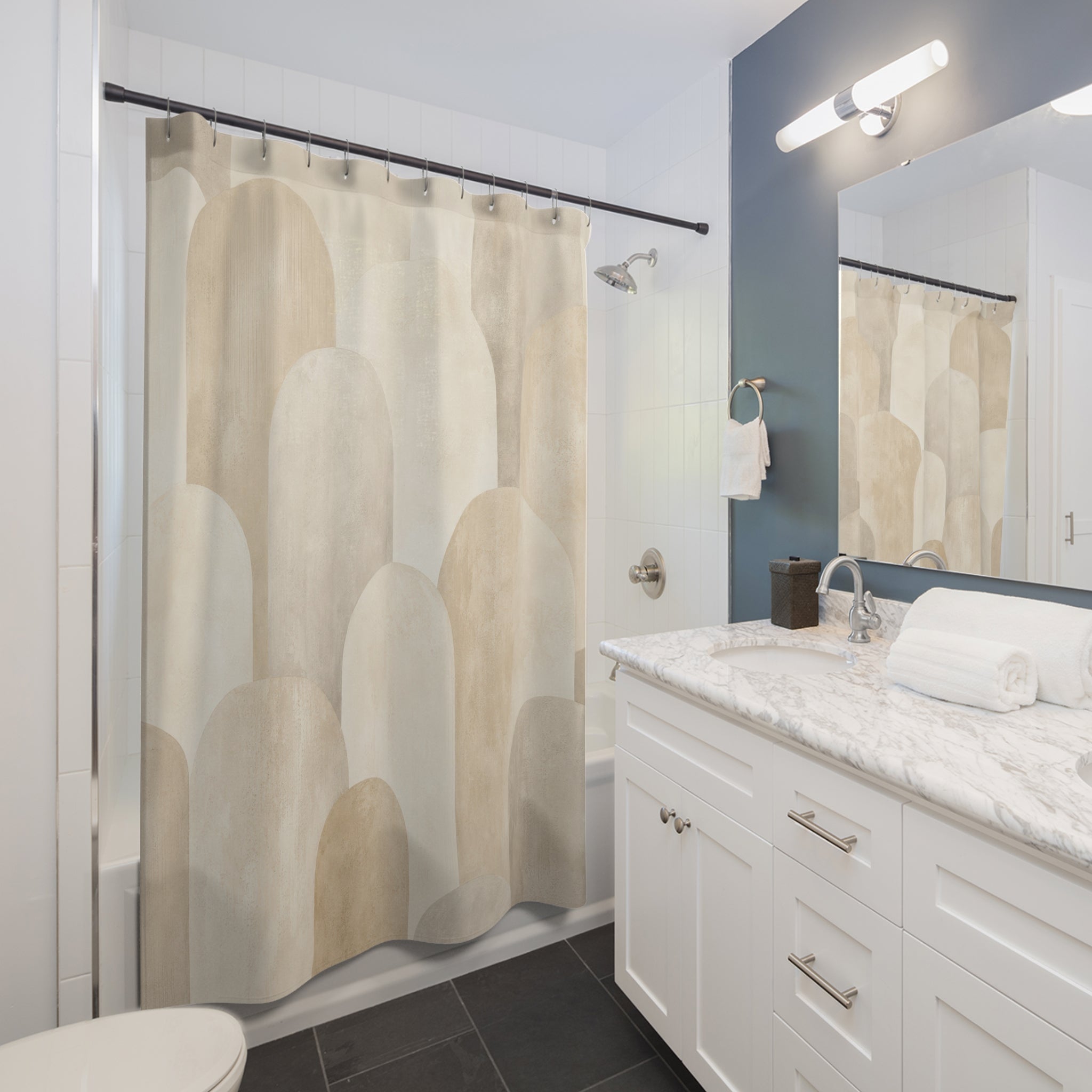Ivory Rounded Arch Shower Curtain